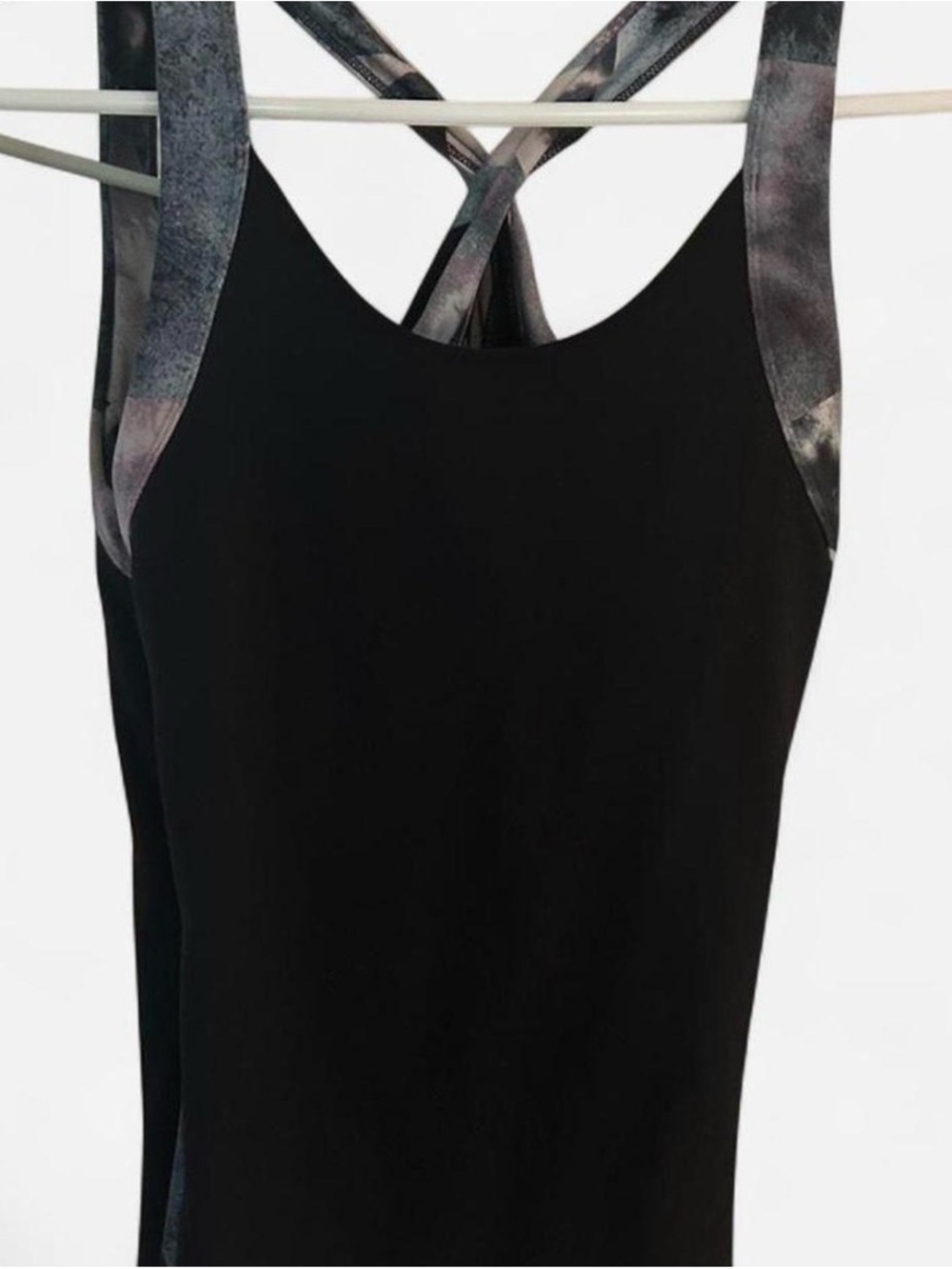 Lucy Black Tank Top with Marbled Blue/Purple/Gray Straps with built in bra